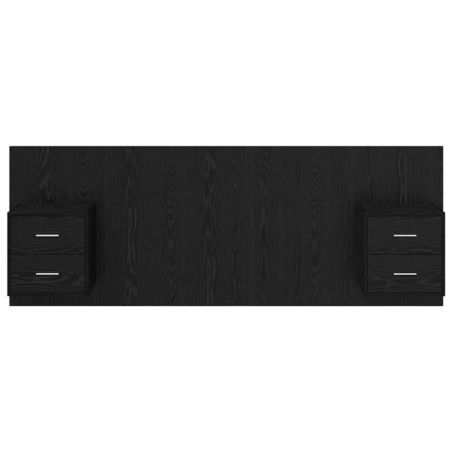 Tête de lit avec armoire 3 pcs Chêne noir Bois d'ingénierie - 7