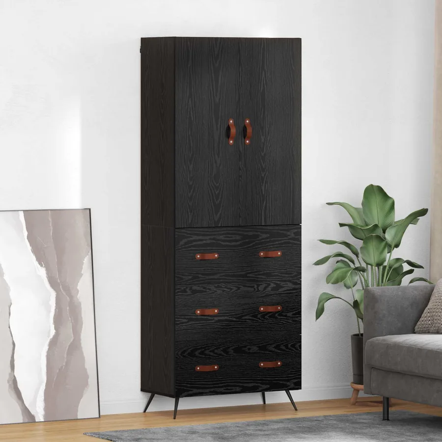 Haut Armoire Chêne noir 69,5 x 34 x 180 cm Bois d'ingénierie
