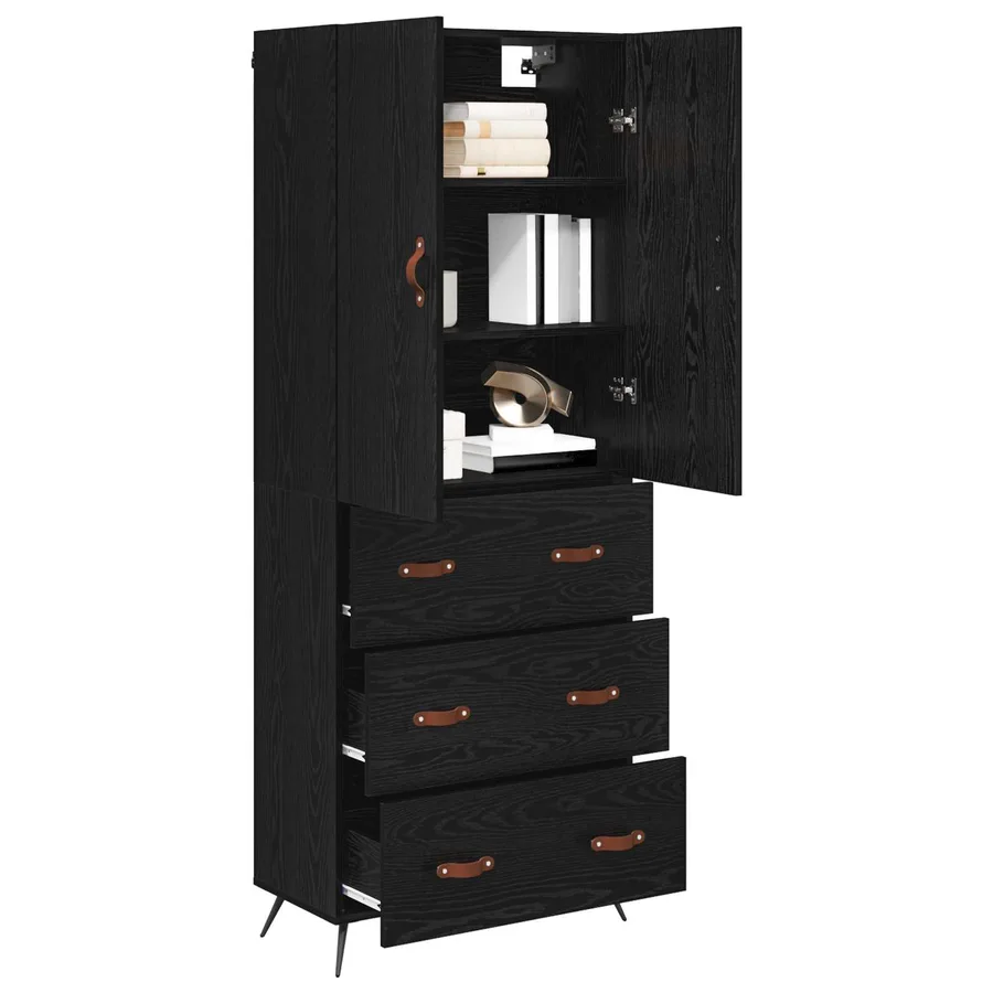 Haut Armoire Chêne noir 69,5 x 34 x 180 cm Bois d'ingénierie - 3