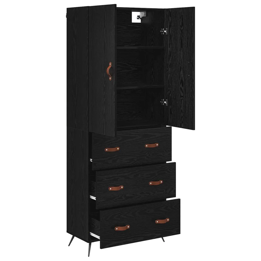 Haut Armoire Chêne noir 69,5 x 34 x 180 cm Bois d'ingénierie - 5