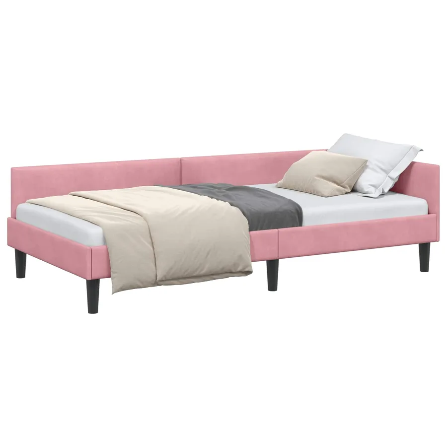 Cadre de lit d'angle Rose 100 cm x 200 cm Velours - 2