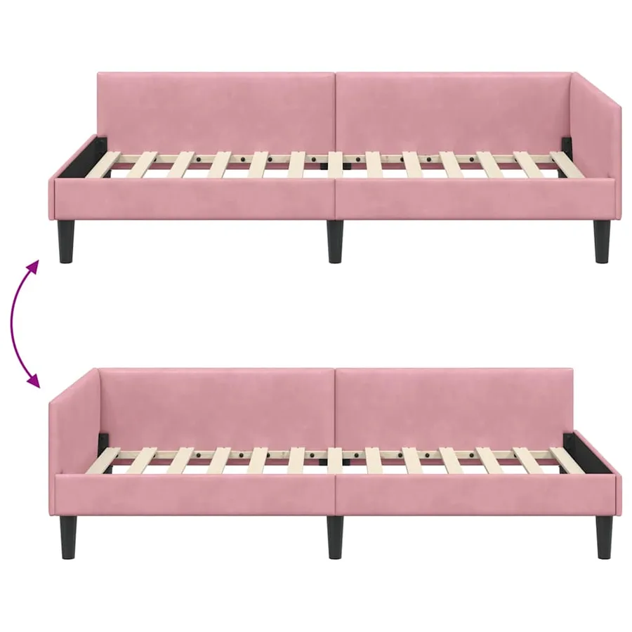 Cadre de lit d'angle Rose 100 cm x 200 cm Velours - 9