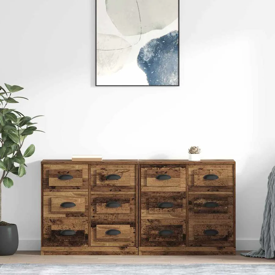 Buffets 2 pcs Bois Ancien 70 x 35,5 x 67,5 cm Bois d'ingénierie