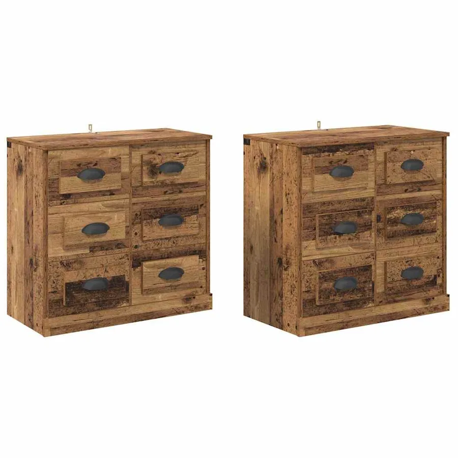 Buffets 2 pcs Bois Ancien 70 x 35,5 x 67,5 cm Bois d'ingénierie - 2