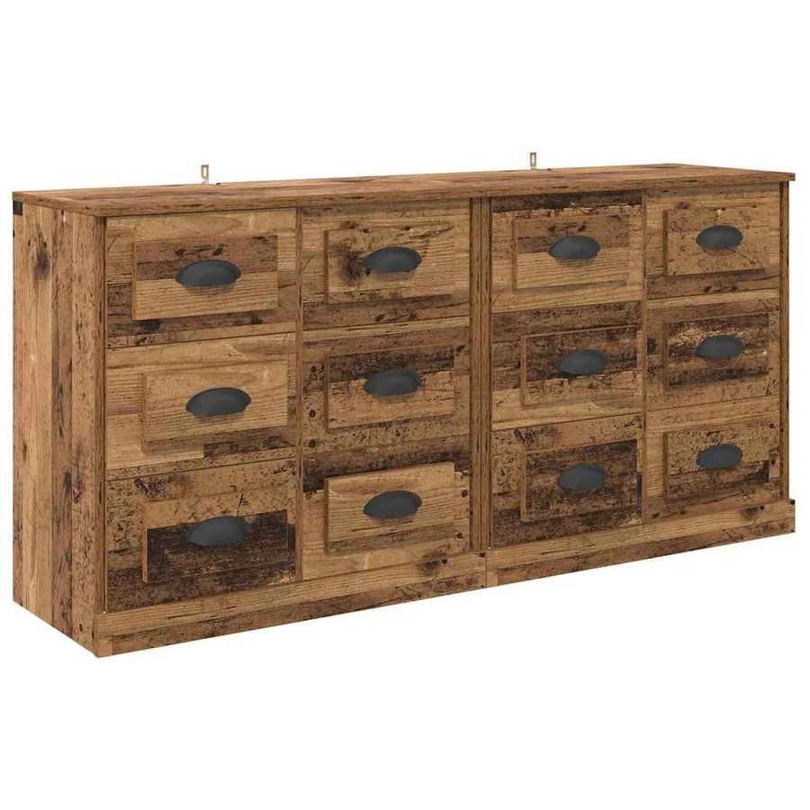 Buffets 2 pcs Bois Ancien 70 x 35,5 x 67,5 cm Bois d'ingénierie - 5