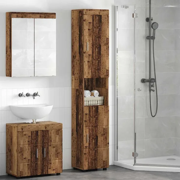 Ensemble d'armoire de salle de bain TULUM Bois ancien