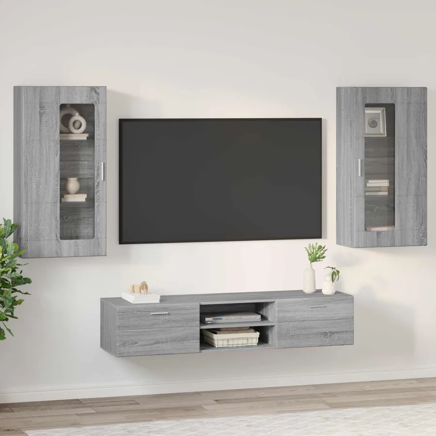 Ensemble meuble TV FLORIN 3 pcs Gris Sonoma Bois d'ingénierie - 4