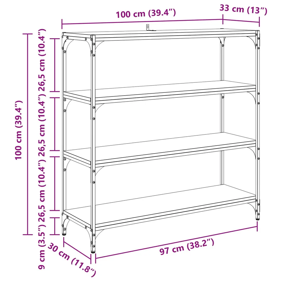 Bibliothèque Bois Ancien 100 x 33 x 100 cm - 12