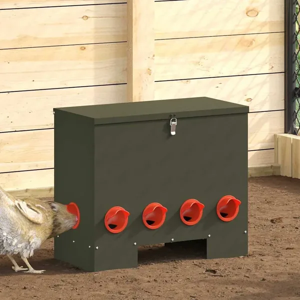 Mangeoire pour poules Vert olive 60,5 x 29 x 51 cm