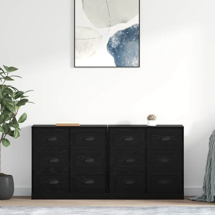 Buffets 2 pcs Chêne noir 70 x 35,5 x 67,5 cm Bois d'ingénierie