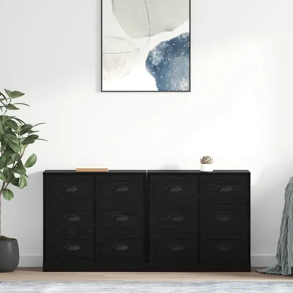 Buffets 2 pcs Chêne noir 70 x 35,5 x 67,5 cm Bois d'ingénierie