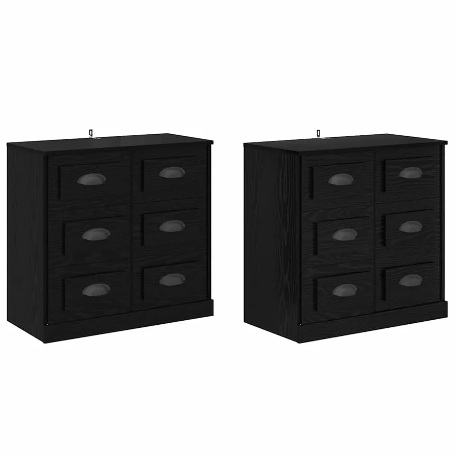 Buffets 2 pcs Chêne noir 70 x 35,5 x 67,5 cm Bois d'ingénierie - 2