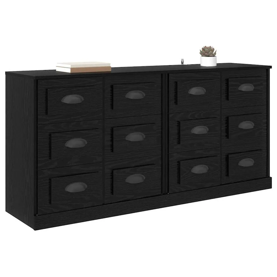 Buffets 2 pcs Chêne noir 70 x 35,5 x 67,5 cm Bois d'ingénierie - 3