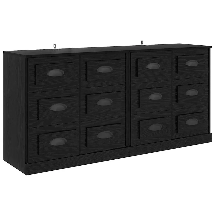 Buffets 2 pcs Chêne noir 70 x 35,5 x 67,5 cm Bois d'ingénierie - 5