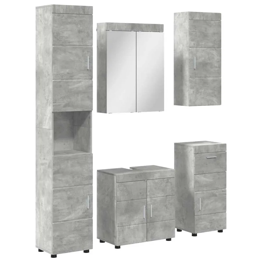 Ensemble de mobilier de salle de bain TULUM 5 pcs Gris béton - 2