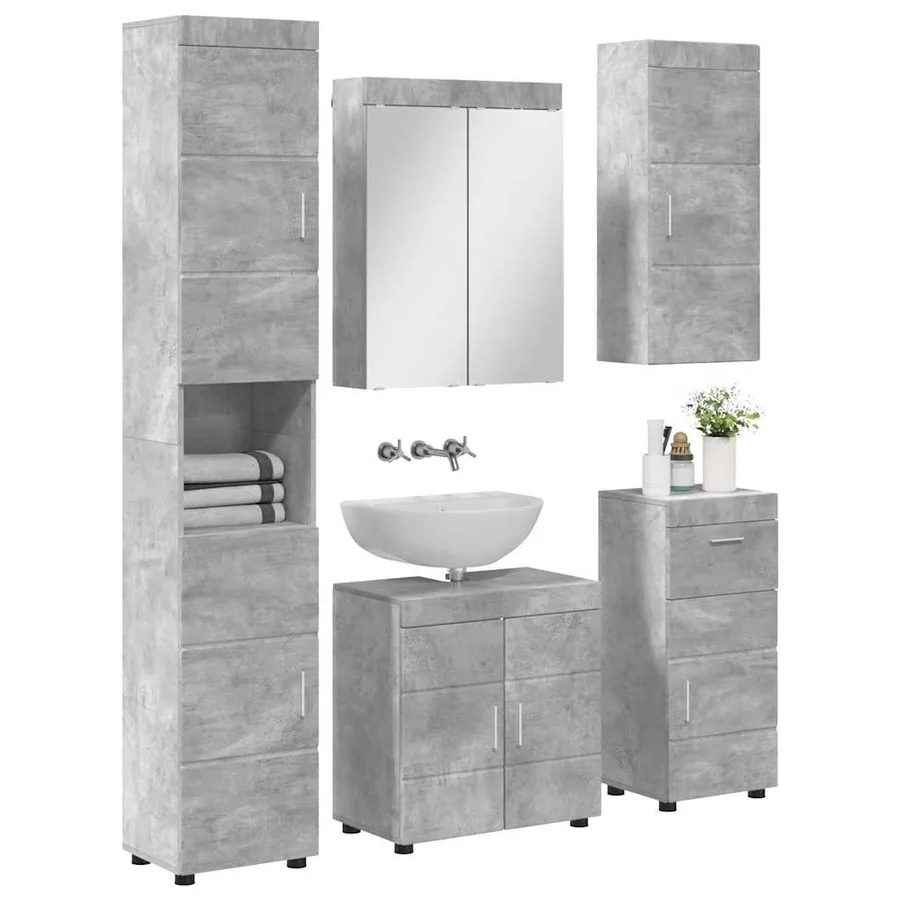 Ensemble de mobilier de salle de bain TULUM 5 pcs Gris béton - 3