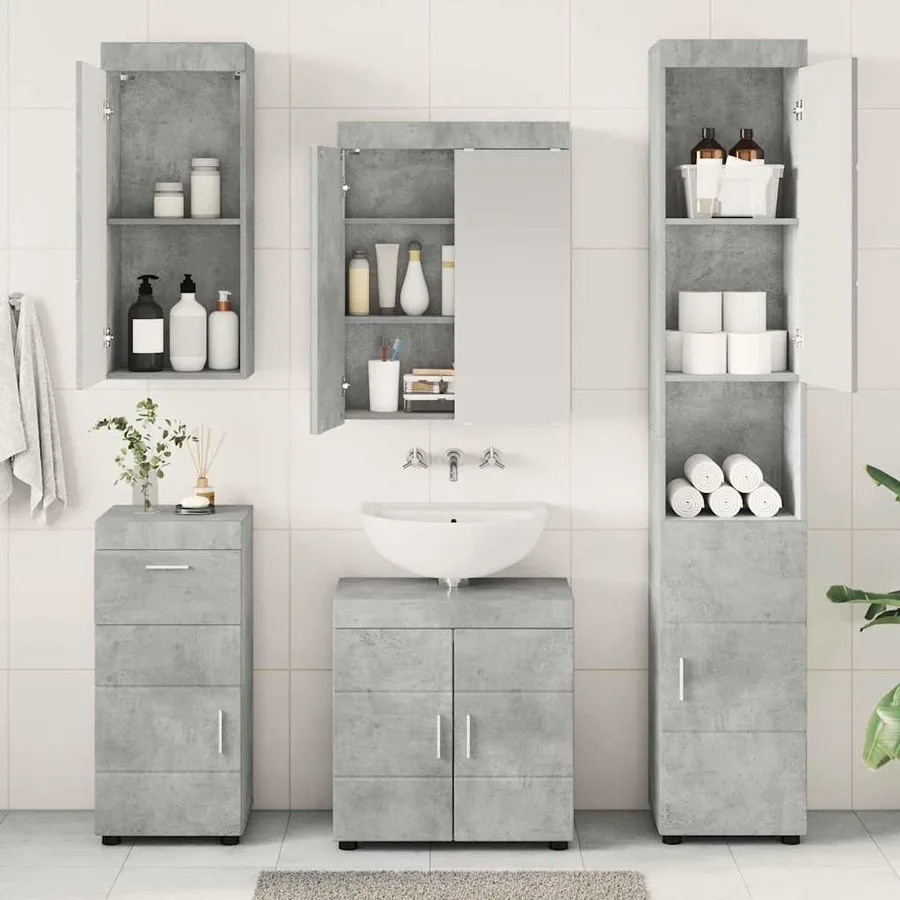Ensemble de mobilier de salle de bain TULUM 5 pcs Gris béton - 4
