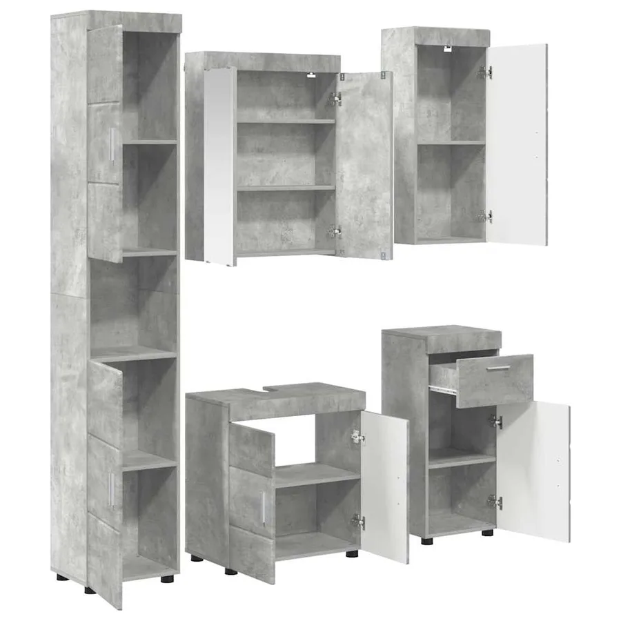 Ensemble de mobilier de salle de bain TULUM 5 pcs Gris béton - 5