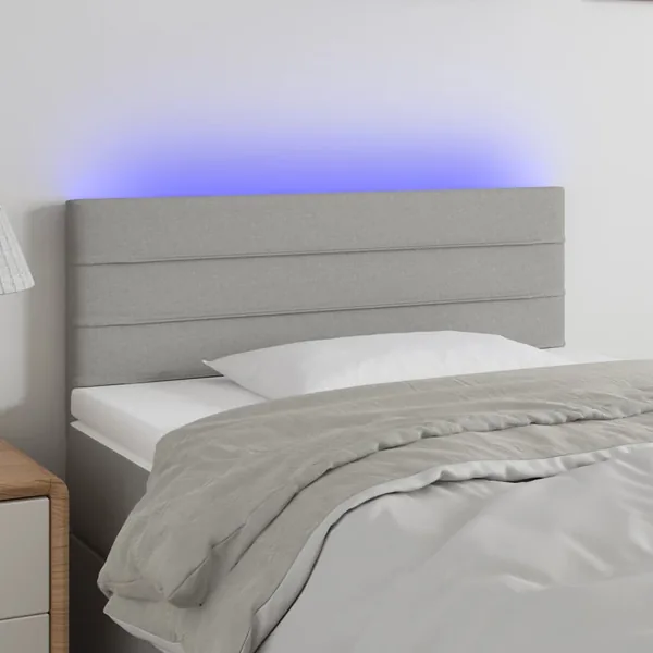 Tête de lit à LED Gris clair 100x5x78/88 cm Tissu