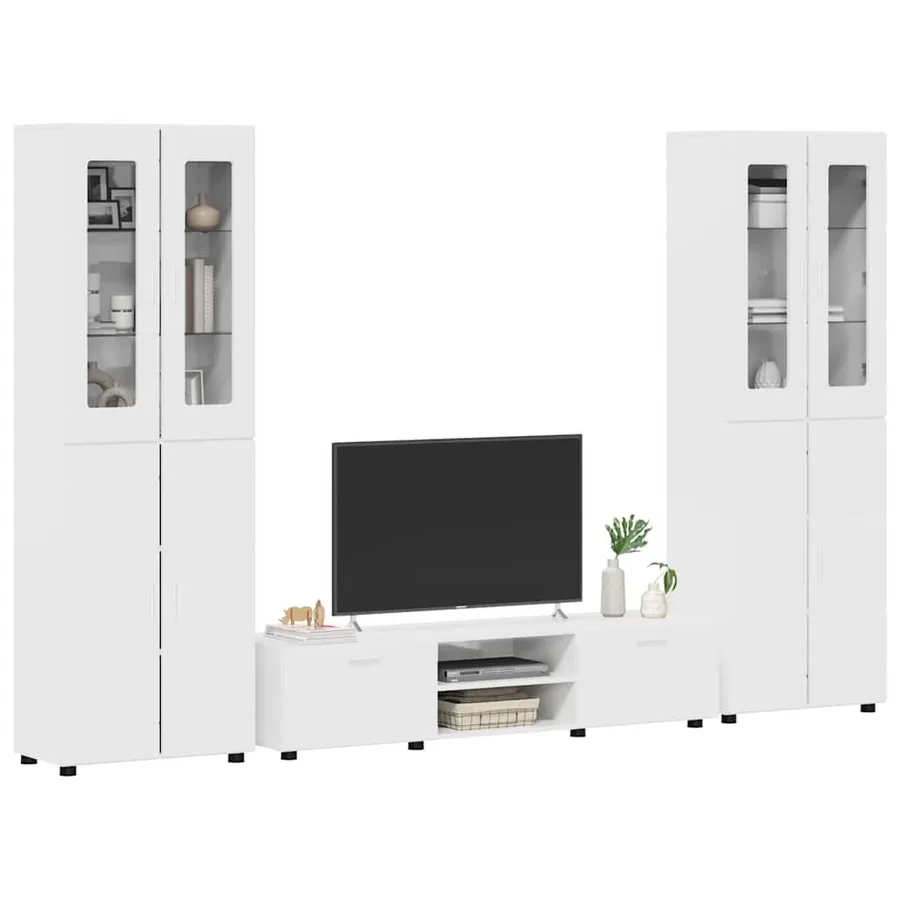 Ensemble meuble TV avec tiroir FLORIN 3 pcs Blanc brillant - 3