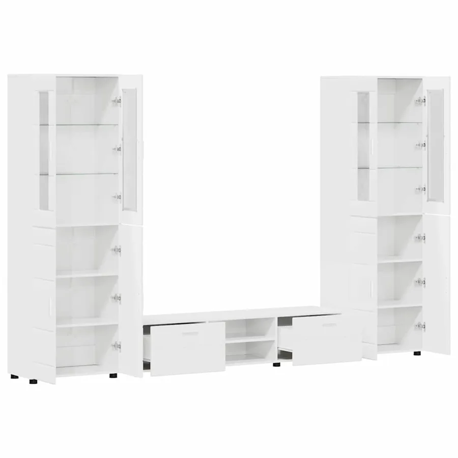 Ensemble meuble TV avec tiroir FLORIN 3 pcs Blanc brillant - 5