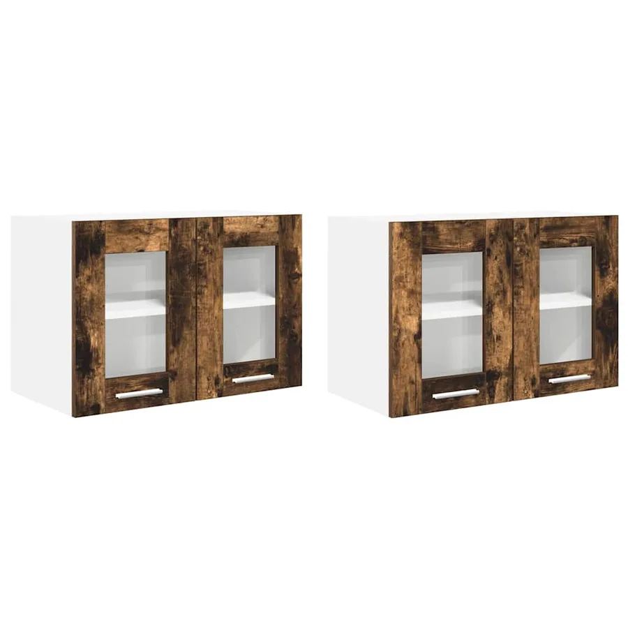 Armoire suspendue avec porte 2 pcs Chêne fumé 60 x 31 x 40 cm - 2