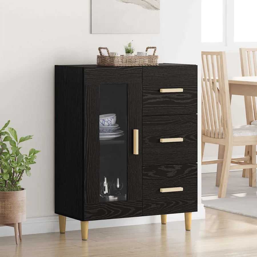 Buffet Chêne noir 69,5 x 34 x 90 cm Bois d'ingénierie