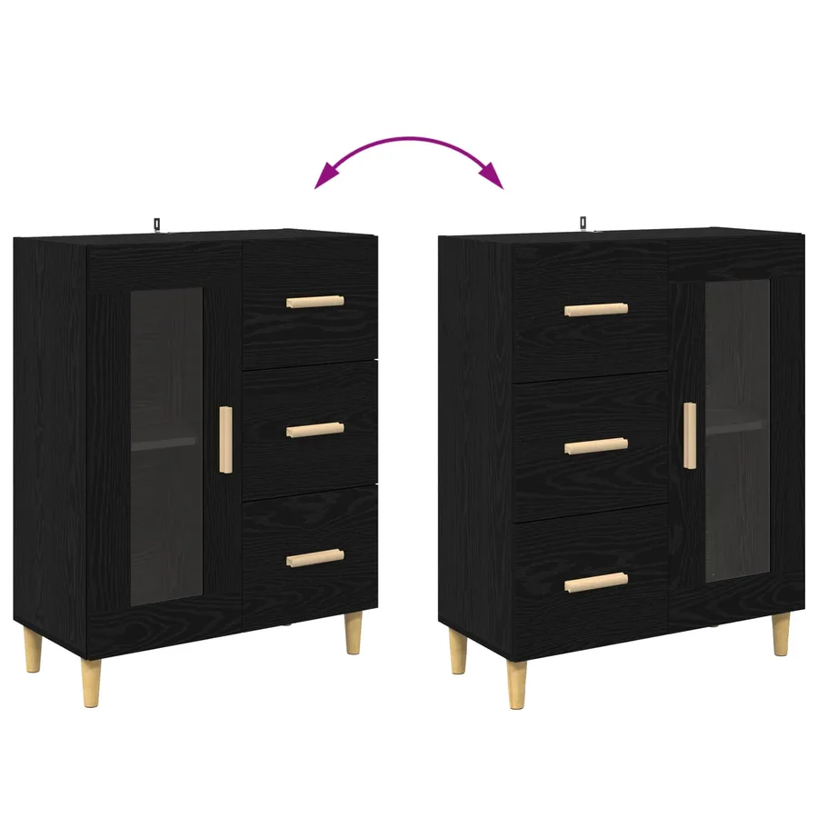 Buffet Chêne noir 69,5 x 34 x 90 cm Bois d'ingénierie - 10