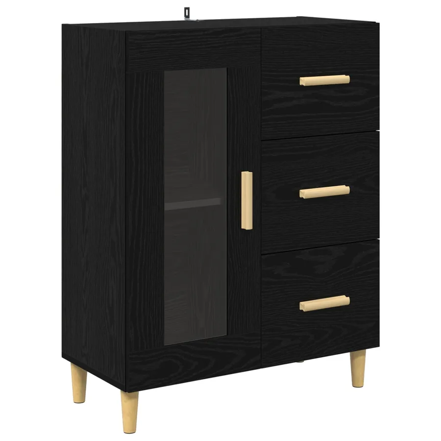 Buffet Chêne noir 69,5 x 34 x 90 cm Bois d'ingénierie - 2