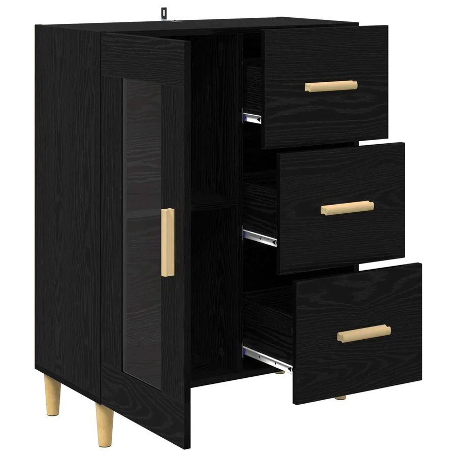 Buffet Chêne noir 69,5 x 34 x 90 cm Bois d'ingénierie - 5