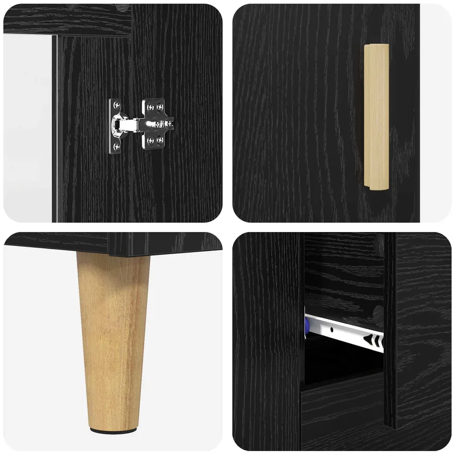 Buffet Chêne noir 69,5 x 34 x 90 cm Bois d'ingénierie - 9