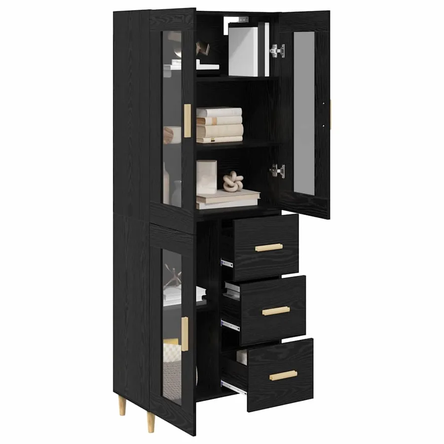 Haut Armoire Chêne noir 69,5 x 34 x 180 cm Bois d'ingénierie - 3
