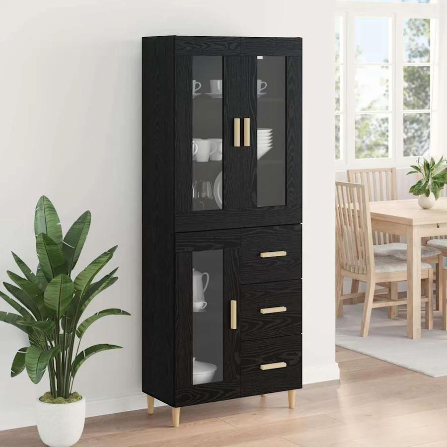 Haut Armoire Chêne noir 69,5 x 34 x 180 cm Bois d'ingénierie - 4