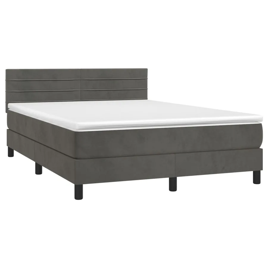Sommier à lattes de lit avec matelas LED Gris foncé 140x200 cm - 3