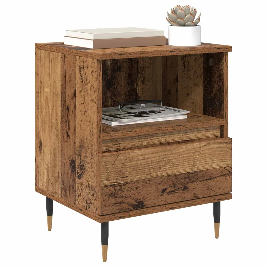 Cabinet de chevet avec tiroir 2 pcs Bois ancien 40 x 35 x 50 cm - 3