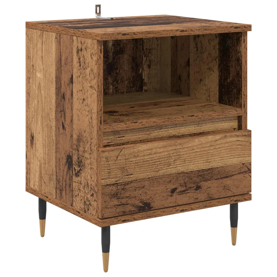 Cabinet de chevet avec tiroir 2 pcs Bois ancien 40 x 35 x 50 cm - 6
