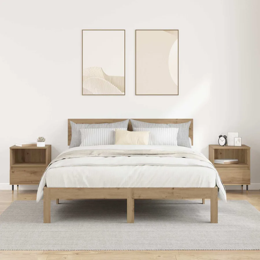 Cabinet de chevet 2 pc Chêne artisanal 40 x 35 x 50 cm - 4