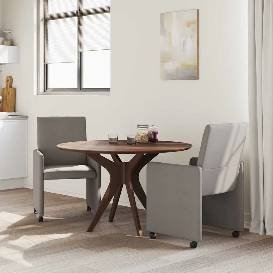 Chaises de Salle à Manger avec Roues 2 pcs Taupe tissu - 3