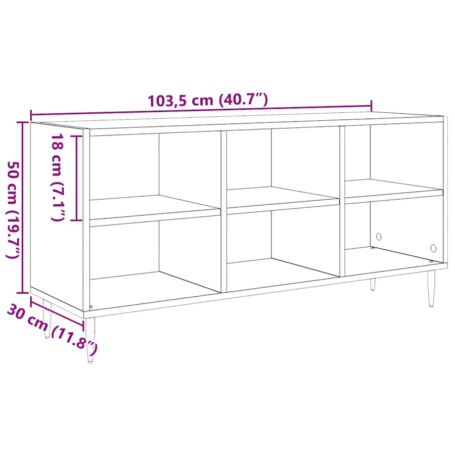 Meuble TV Bois Ancien 103,5 x 30 x 50 cm Bois d'ingénierie - 11