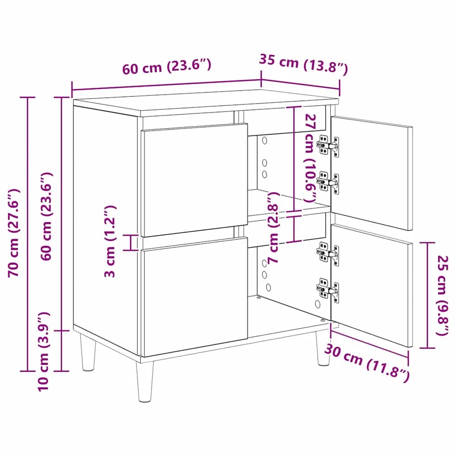 Buffet Chêne artisanal 60 x 35 x 70 cm Bois d'ingénierie - 15