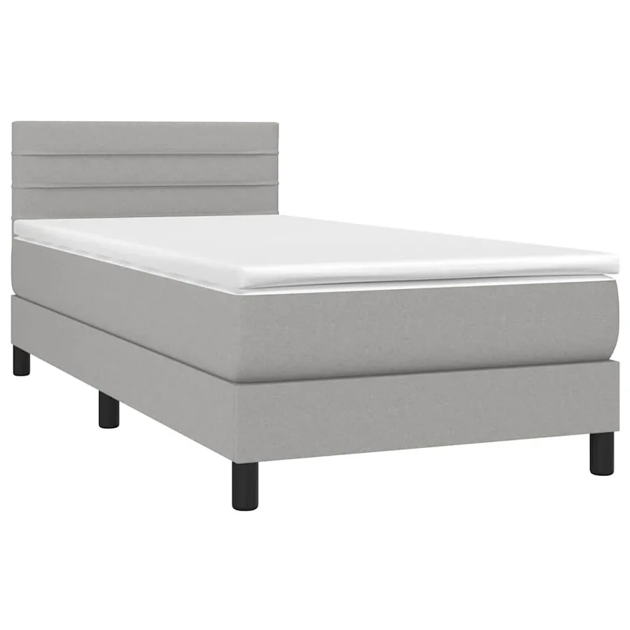 Sommier à lattes de lit avec matelas Gris clair 100x200cm Tissu - 3