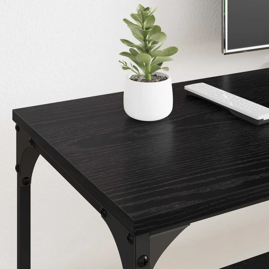 Meuble TV Chêne noir 201 x 35 x 45 cm Bois d'ingénierie et fer - 4
