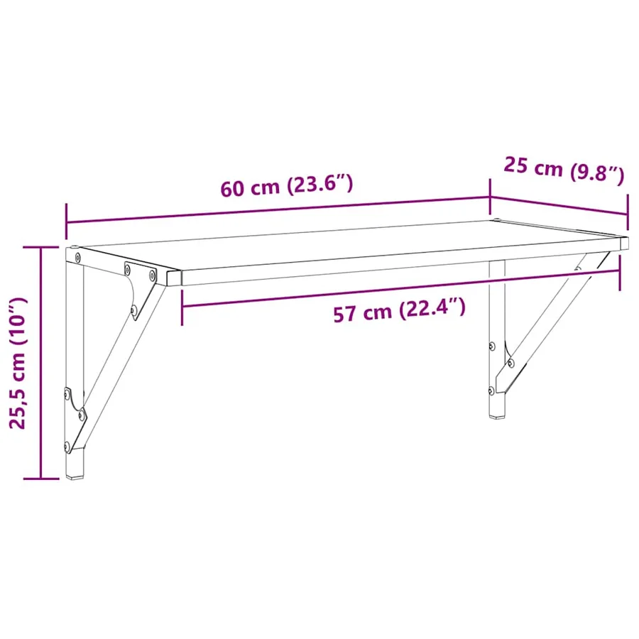 Étagères Murales 2 pcs Chêne noir 60 x 25 x 25,5 cm - 12