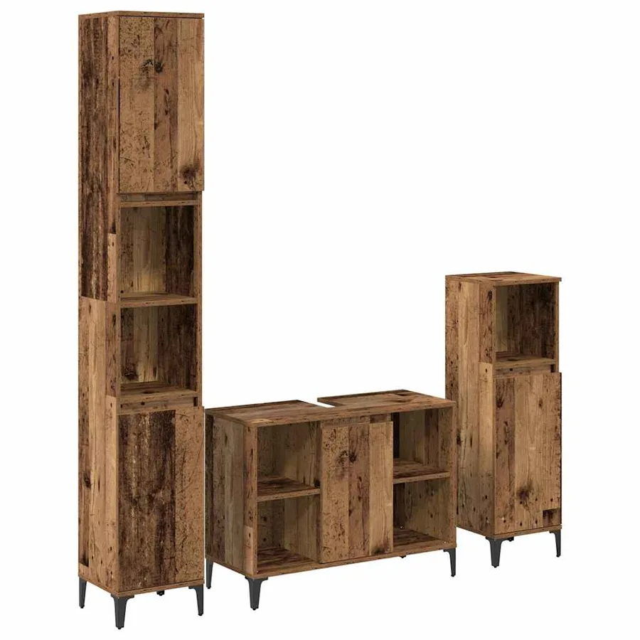 Ensemble de mobilier de salle de bain 3 pcs Bois ancien - 2