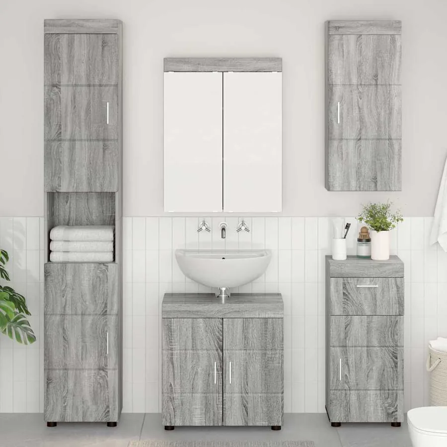 Ensemble de mobilier de salle de bain TULUM 5 pcs Gris Sonoma