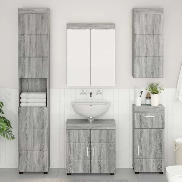 Ensemble de mobilier de salle de bain TULUM 5 pcs Gris Sonoma