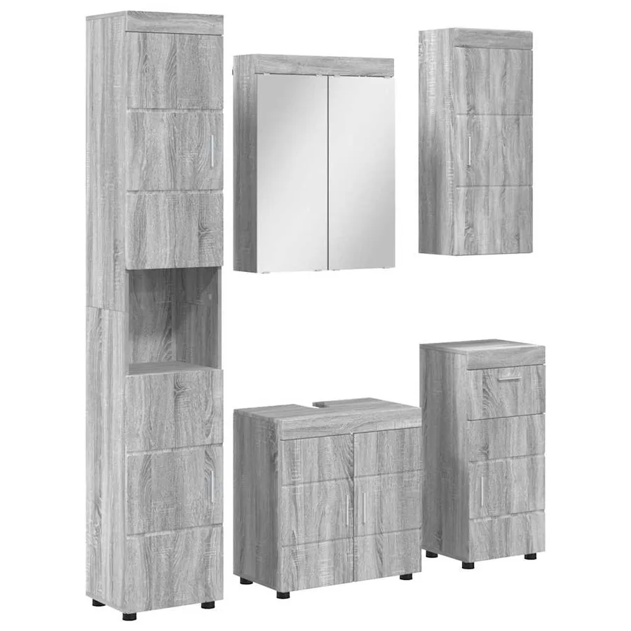 Ensemble de mobilier de salle de bain TULUM 5 pcs Gris Sonoma - 2