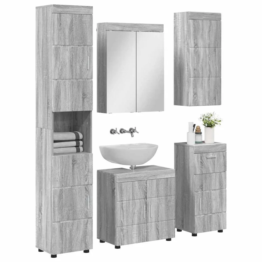 Ensemble de mobilier de salle de bain TULUM 5 pcs Gris Sonoma - 3