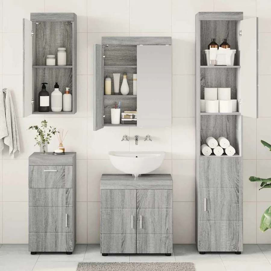 Ensemble de mobilier de salle de bain TULUM 5 pcs Gris Sonoma - 4