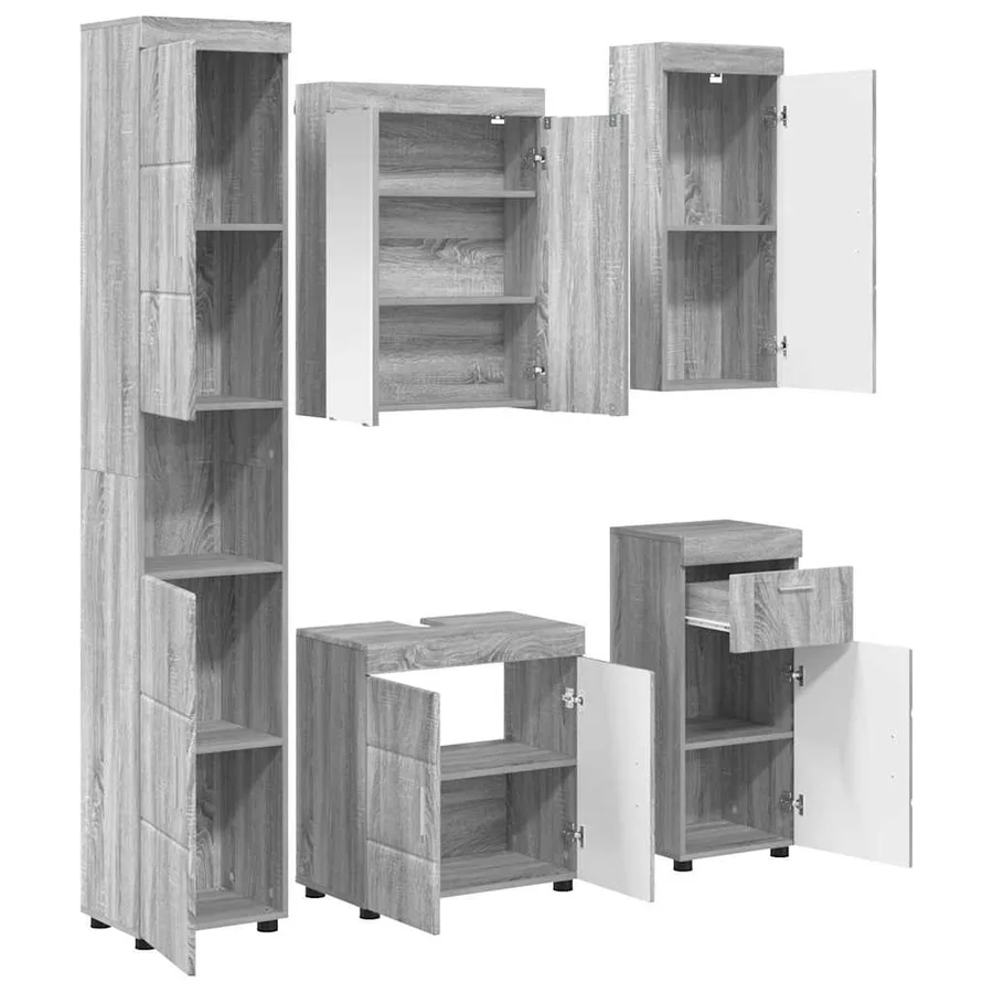 Ensemble de mobilier de salle de bain TULUM 5 pcs Gris Sonoma - 5